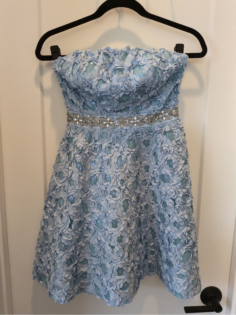 Strapless Light Blue Floral Appliqué Dress w/ Sparkle Waist Disney’s Cinderella